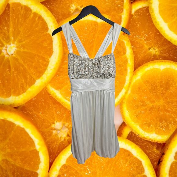 Love Tease Women's White Polyester Sequin Top‎ Sleeveless Mini Dress Size 13 - Picture 2 of 5